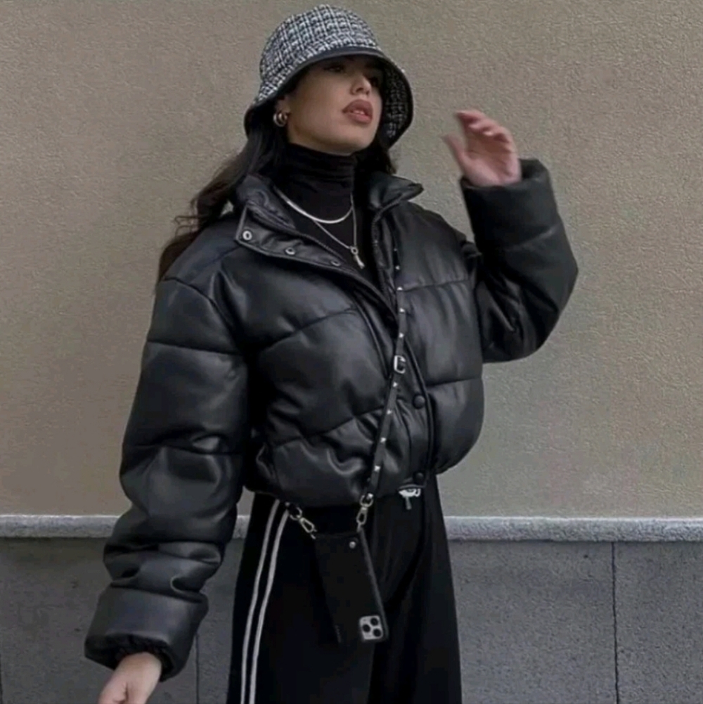 Zara SOFT Faux Leather Puffer Jacket S/M-EUC-BLOGGER's FAV - Picture 2 of 14